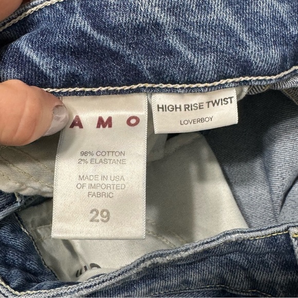 Amo Jeans Women's Size 29 Loverboy High Rise Twist Fray Distressed Blue Denim - Picture 13 of 15